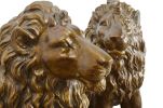 33 Inch Tall Burnished Sitting Lion Set of 2