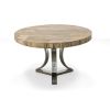 48 Inch Round Petrified Light Wood Table With Stainless Base