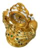Golden Emerald Peacock Mantle Clock