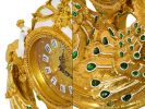 Golden Emerald Peacock Mantle Clock