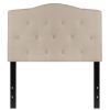 Twin size Beige Fabric Upholstered Button Tufted Headboard