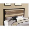Queen Size Industrial Metal Platform Bed Frame with Wood Panel Headboard