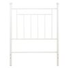 Twin size White Metal Headboard with Simple Lines and Decorative Finals