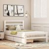 Twin size White Low Profile 2 Drawer Storage Platform Bed