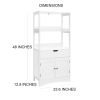 White Bathroom Floor Cabinet with Storage Drawer 2 Open Shelves