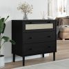 Drawer Cabinet SENJA Rattan Look Black 31.5"x15.7"x31.5" Solid Wood Pine