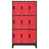 Locker Cabinet Anthracite and Red 35.4"x17.7"x70.9" Steel