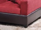 Red Flannel And PVC 3-Piece Couch Living Room Sofa Set B