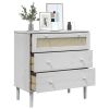 Drawer Cabinet SENJA Rattan Look White 31.5"x15.7"x31.5" Solid Wood Pine