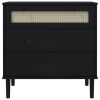 Drawer Cabinet SENJA Rattan Look Black 31.5"x15.7"x31.5" Solid Wood Pine