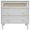 Drawer Cabinet SENJA Rattan Look White 31.5"x15.7"x31.5" Solid Wood Pine