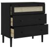 Drawer Cabinet SENJA Rattan Look Black 31.5"x15.7"x31.5" Solid Wood Pine