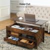 EVAJOY Lift Top Coffee Table, Modern Coffee Table with 2 Storage Drawers and Hidden Compartment