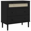 Drawer Cabinet SENJA Rattan Look Black 31.5"x15.7"x31.5" Solid Wood Pine