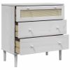Drawer Cabinet SENJA Rattan Look White 31.5"x15.7"x31.5" Solid Wood Pine