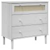 Drawer Cabinet SENJA Rattan Look White 31.5"x15.7"x31.5" Solid Wood Pine