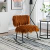 25.2'' Wide Faux Fur Plush Nursery Rocking Chair, Baby Nursing Chair with Metal Rocker, Fluffy Upholstered Glider Chair, Comfy Mid Century Modern Chai