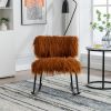 25.2'' Wide Faux Fur Plush Nursery Rocking Chair, Baby Nursing Chair with Metal Rocker, Fluffy Upholstered Glider Chair, Comfy Mid Century Modern Chai