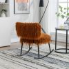 25.2'' Wide Faux Fur Plush Nursery Rocking Chair, Baby Nursing Chair with Metal Rocker, Fluffy Upholstered Glider Chair, Comfy Mid Century Modern Chai